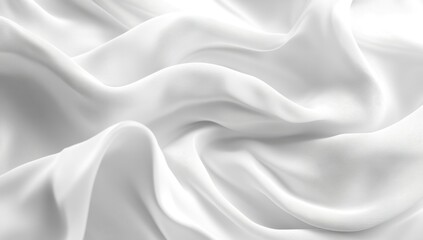 White silk fabric draped in soft folds, studio shot, featuring a smooth texture