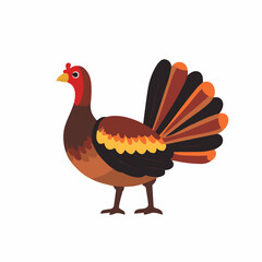 Simple flat 2D illustration of turkey clipart  isolated on a white background, vector 2D design, icon, flat 2d illustration art, flat icon