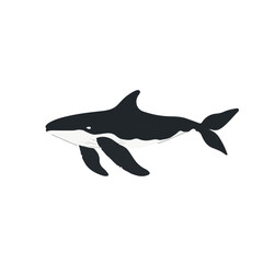 A Simple icon flat 2D icon black whale isolated on a transparent background, vector, animation design, simple flat 2D icon, minimalist design and modern illustration