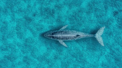 Fototapeta premium Aerial View of Majestic Whale Swimming in Turquoise Water
