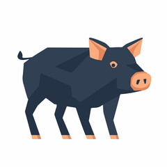 A Simple icon flat 2D icon black polygon wild boar isolated on a transparent background, vector, animation design, simple flat 2D icon, minimalist design and modern illustration