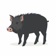 A Simple icon flat 2D icon black wild boar isolated on a transparent background, vector, animation design, simple flat 2D icon, minimalist design and modern illustration