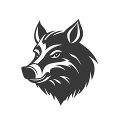 A Simple icon flat 2D icon black wild boar portrait isolated on a transparent background, vector, animation design, simple flat 2D icon, minimalist design and modern illustration
