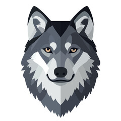 A Simple icon flat 2D icon polygon wolf portrait isolated on a transparent background, vector, animation design, simple flat 2D icon, minimalist design and modern illustration © Sabellatint