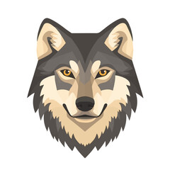 A Simple icon flat 2D icon polygon wolf portrait isolated on a transparent background, vector, animation design, simple flat 2D icon, minimalist design and modern illustration