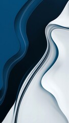 Blue abstract background, wavy lines on white background
