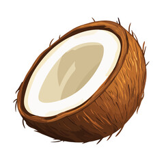 A Simple icon flat 2D icon coconut sliced isolated on a transparent background, vector, animation design, simple flat 2D icon, minimalist design and modern illustration