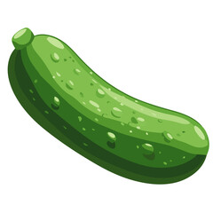 A Simple icon flat 2D icon green cucumber isolated on a transparent background, vector, animation design, simple flat 2D icon, minimalist design and modern illustration