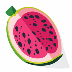 A Simple icon flat 2D icon dragon fruit sliced isolated on a transparent background, vector, animation design, simple flat 2D icon, minimalist design and modern illustration