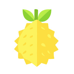 A Simple icon flat 2D icon yellow durian branch isolated on a transparent background, vector, animation design, simple flat 2D icon, minimalist design and modern illustration