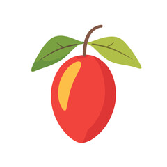 A Simple icon flat 2D icon goji berry branch isolated on a transparent background, vector, animation design, simple flat 2D icon, minimalist design and modern illustration