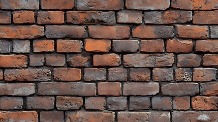 Obraz premium Weathered brick wall featuring distinct red bricks with texture and character capturing the essence of urban architecture