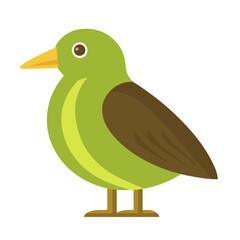A Simple icon flat 2D icon kiwi bird isolated on a transparent background, vector, flat design, animation design, simple flat 2D icon, minimalist design