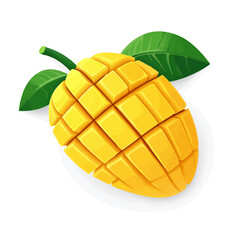 A Simple icon flat 2D icon sliced mango isolated on a transparent background, vector, flat design, animation design, simple flat 2D icon, minimalist design