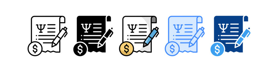 Bill Icon Set Multiple Style Collection