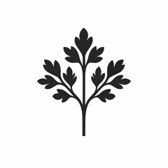 A Simple icon flat 2D icon parsley branch isolated on a transparent background, vector, flat design, animation design, simple flat 2D icon, minimalist design
