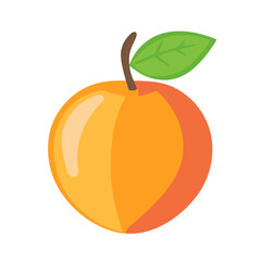 A Simple icon flat 2D icon orange fruit branch isolated on a transparent background, vector, flat design, animation design, simple flat 2D icon, minimalist design
