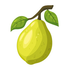 A Simple icon flat 2D icon pear branch isolated on a transparent background, vector, flat design, animation design, simple flat 2D icon, minimalist design