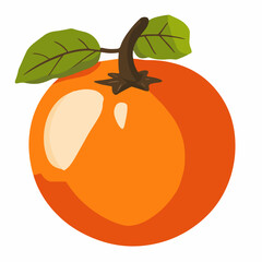 A Simple icon flat 2D icon persimmon isolated on a transparent background, vector, flat design, animation design, simple flat 2D icon, minimalist design