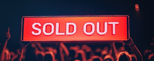 Concert event sold out sign music venue photo crowded atmosphere close-up excitement and anticipation
