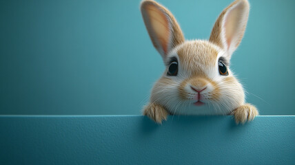 Obraz premium Easter bunny on a blue background. Rustic style.