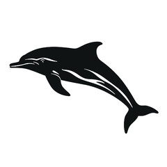 Fototapeta premium Dolphin - Vector black silhouette isolated