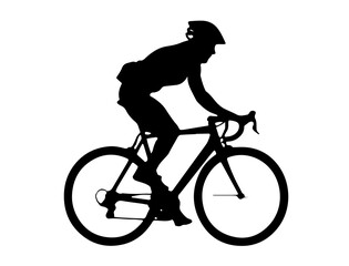 Obraz premium silhouette of a man riding a bike on white background 