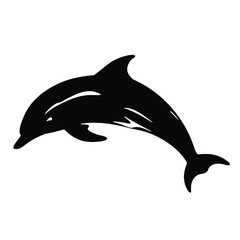 Fototapeta premium Dolphin - Vector black silhouette isolated