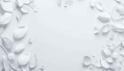 White paper leaves border on a light background, ideal for product placement