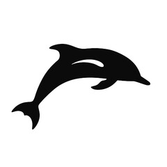 Fototapeta premium Dolphin - Vector black silhouette isolated