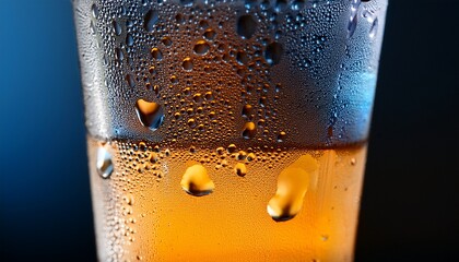 Close-Up of a Cold Drink with Condensation on the Glass