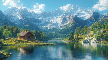 Fototapeta premium Conception of a delightful elevation lake, elevation lake view, elevation timberland