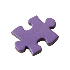 Obraz premium A textured purple puzzle piece with a matte finish, symbolizing connection and problem-solving. Perfect for teamwork and strategy concepts. Isolated on transparent background, PNG.