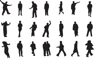 Vector silhouettes. Black flat illustrations isolated on white background