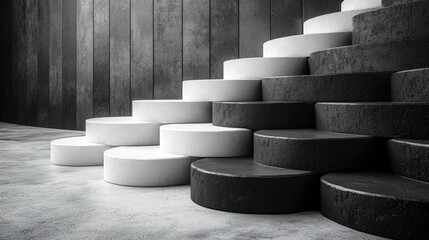 Black and white gradient wallpaper steps 3d high fidelity