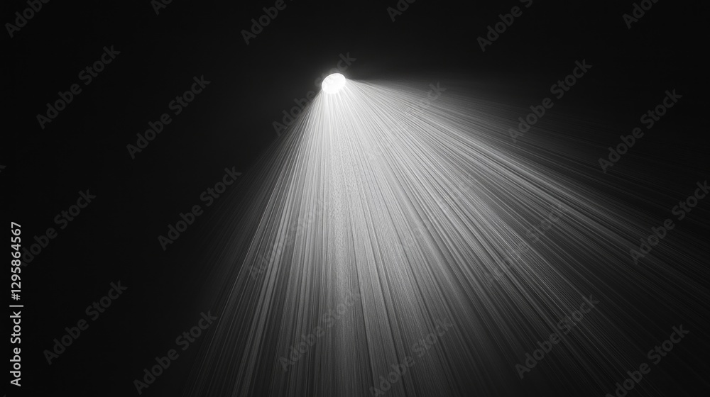 Poster A bright light pierces through the deep shadows, creating an ethereal atmosphere with rays cascading downwards. The contrast evokes a sense of mystery and serenity