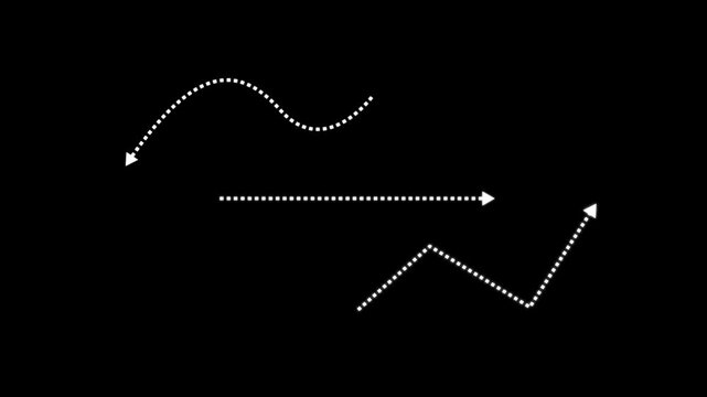 Dotted arrow animation, Set of animated dotted arrows. Dotted arrows animation on transparent background.