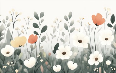 Naklejka premium Vintage floral watercolor illustration background