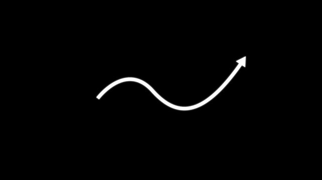 Business growth arrow. Business line arrow, improvement, business strategy, arrow rising up. Arrows animation on transparent background.