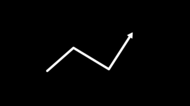 Business growth arrow. Business line arrow, improvement, business strategy, arrow rising up. Arrows animation on transparent background.