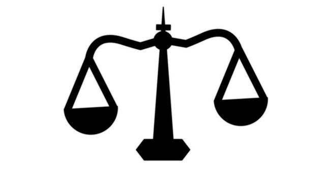 Scale icon animation. Scale of Justice, weight balance, Symbol of law justice.