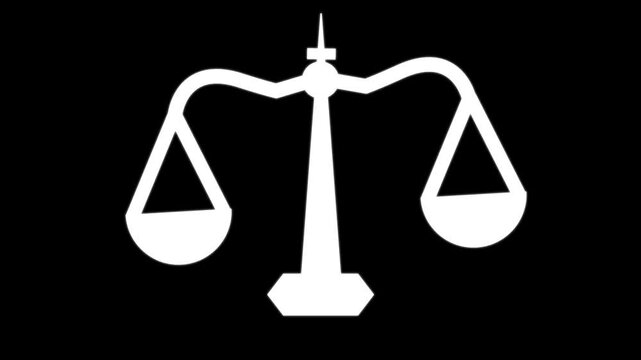 Scale icon animation. Scale of Justice, weight balance, Symbol of law justice.