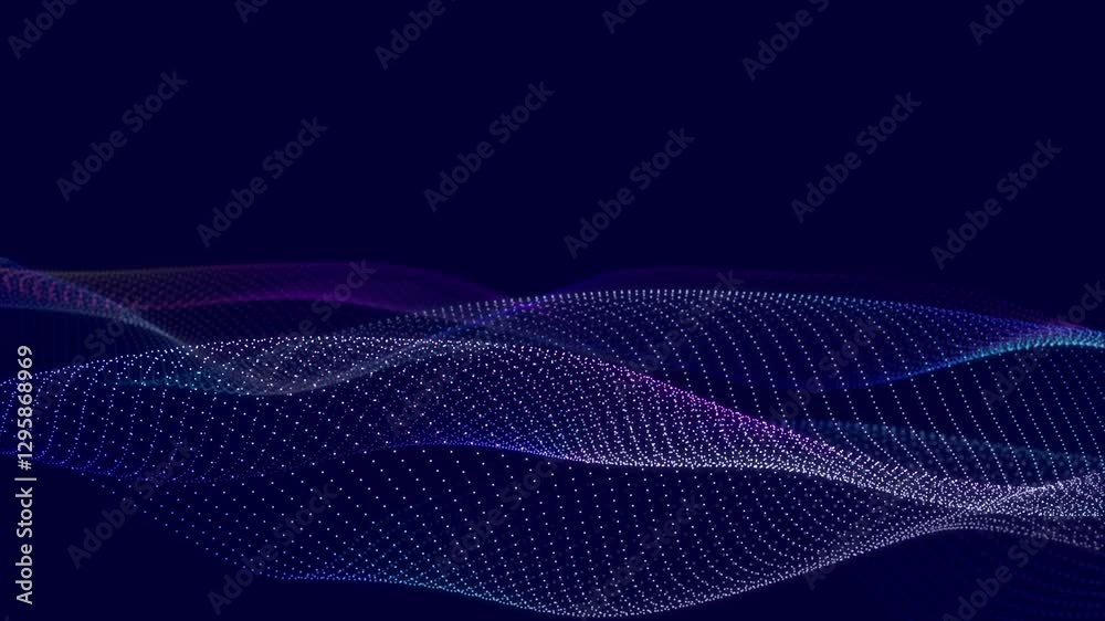 Poster futuristic wave with many dots. abstract motion background of colored dots. technology or science. 3