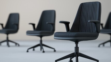 Fototapeta premium Modern Office Chairs in Minimalist Workspace Setting with Soft Lighting