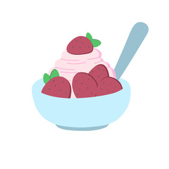 strawberry ice cream in a bowl
