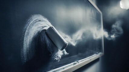 Chalk rubbed out on blackboard