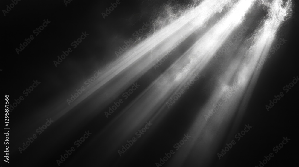 Aufkleber soft beams of light emerge from a darkened environment, illuminating swirling mist and casting an et
