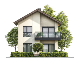 PNG Contemporary cream suburb house architecture building balcony.