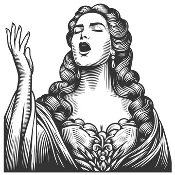 Opera Singer Performing vector illustration