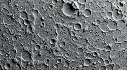 Seamless moon surface close up background texture. Tileable greyscale lunar, meteor craters, rocks and furrows planetary pattern. Astronomy concept wallpaper, space backdrop